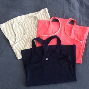 3 Lululemon Racerback Tanks - size 2